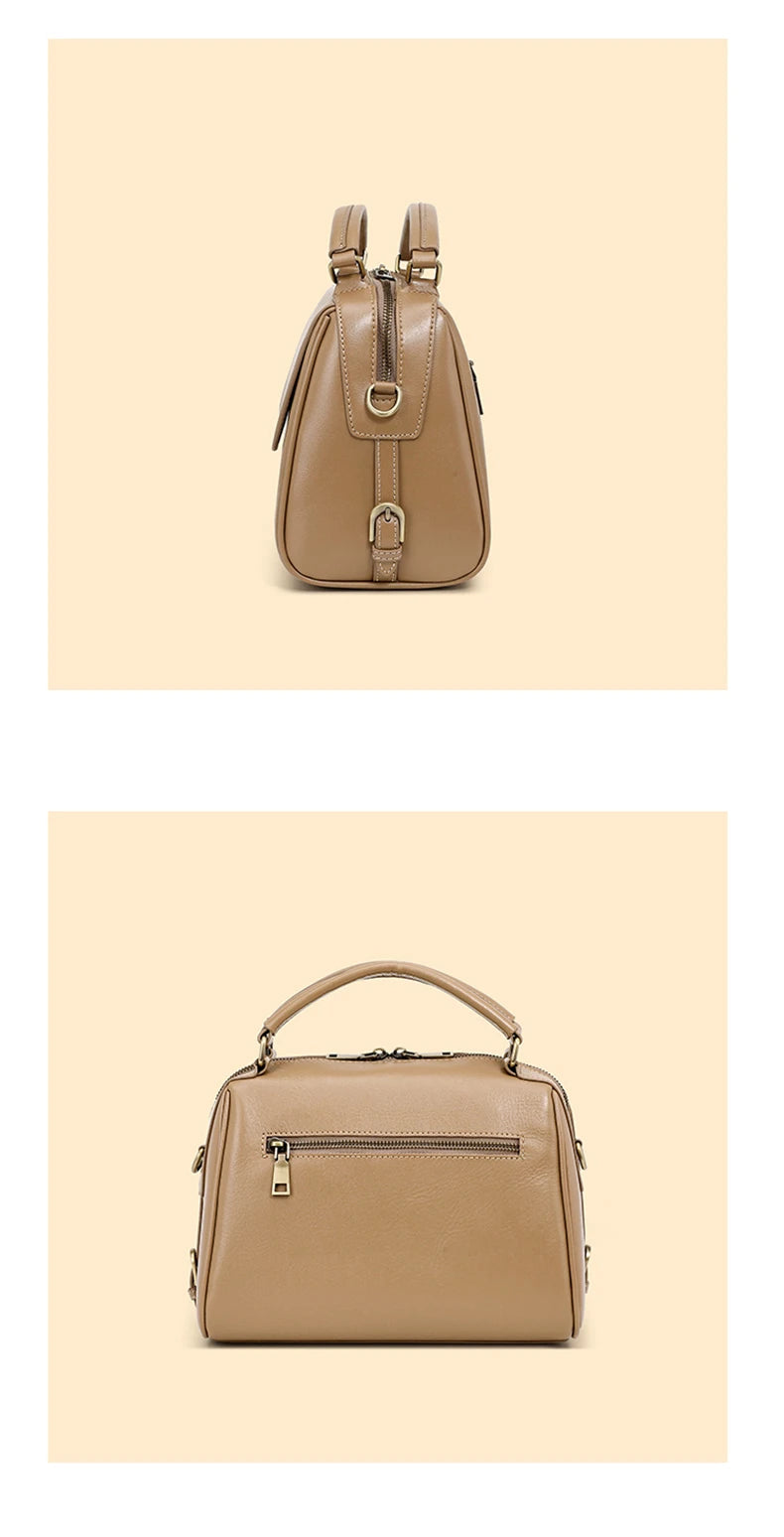 Toptrends 100% Genuine Leather Boston Shoulder Crossbody Bags For Women 2025 Luxury Designer Pillow Tote Satchel Ladies Handbags