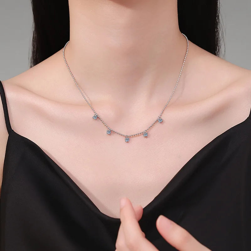 PT950 Platinum Inlaid 1.5 Carat D-color Moissanite Pendant, Starry Sky Collarbone Chain, Women's Necklace, PT950 Imprint