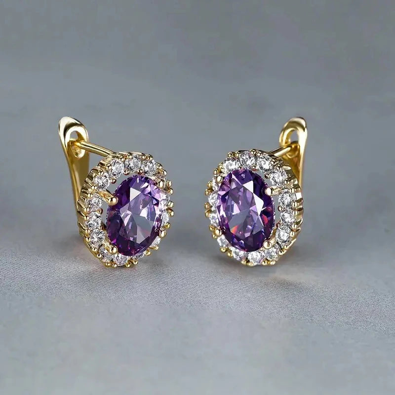 CAOSHI Multiple Colors Cubic Zirconia Hoop Earrings for Women Fashionable Gold Color/Silver Color Wedding Jewelry Accessories