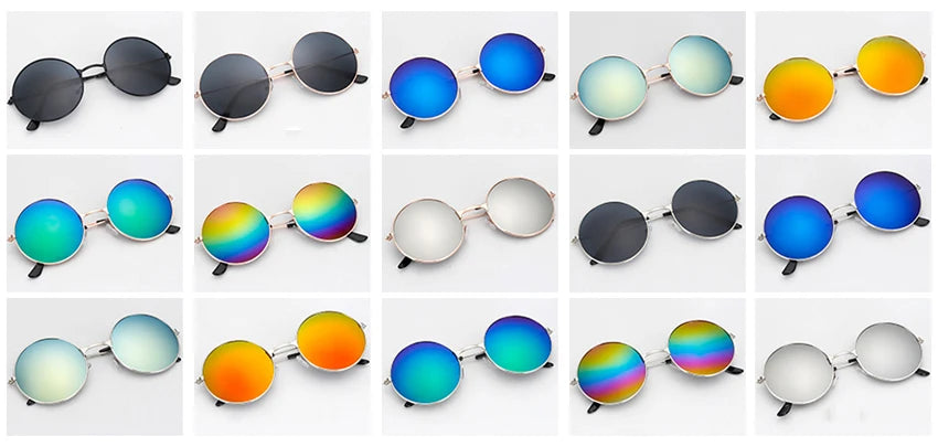 FOENIXSONG Round Pilots Sunglasses - Vintage Silver Gold Black Unisex