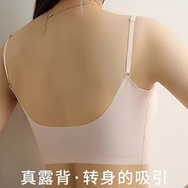2024 Invisible Push Up Bra Backless Sexy Women Bras Low Cut Plunge Brassiere Open Back Wedding Underwear Seamless Lingerie