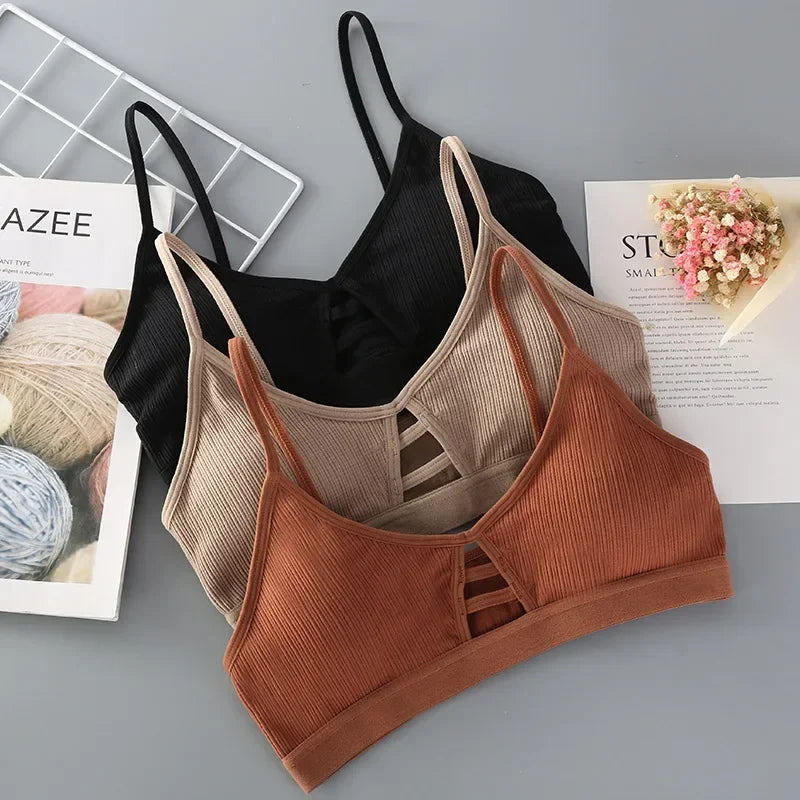 Women Thin Strap Bra - Seamless Hollow Out Wireless Bralette
