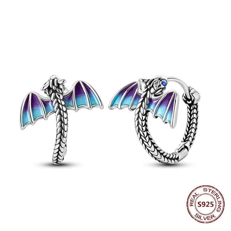 Unicorn Earrings 925 Sterling Silver Original Zircon Elephant Feather Dog Cat Blue Star Small Earrings For Women Jewelry Gift