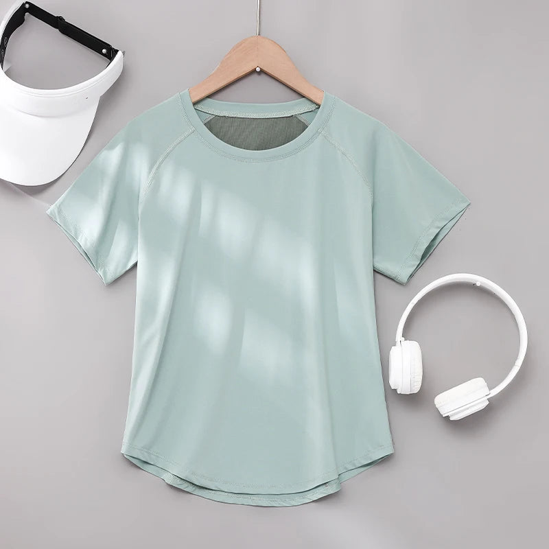 DRUR Yoga Tops - Quick Dry Short Sleeve Workout T-Shirt