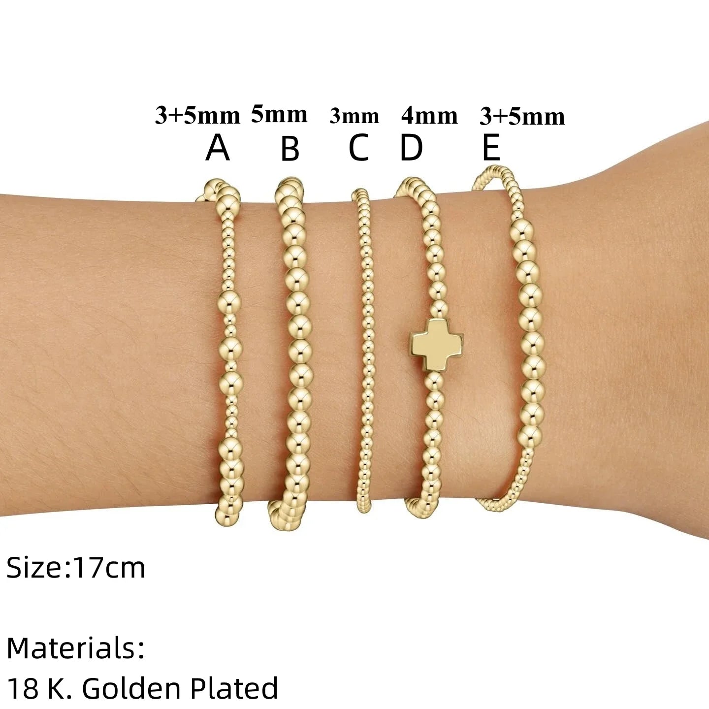 Vlen 18K Gold Plated Beads Bracelet Christian Cross Bracelets Woman Stackable Jewelry Designer Pulseras Luxury Hypoallergenic