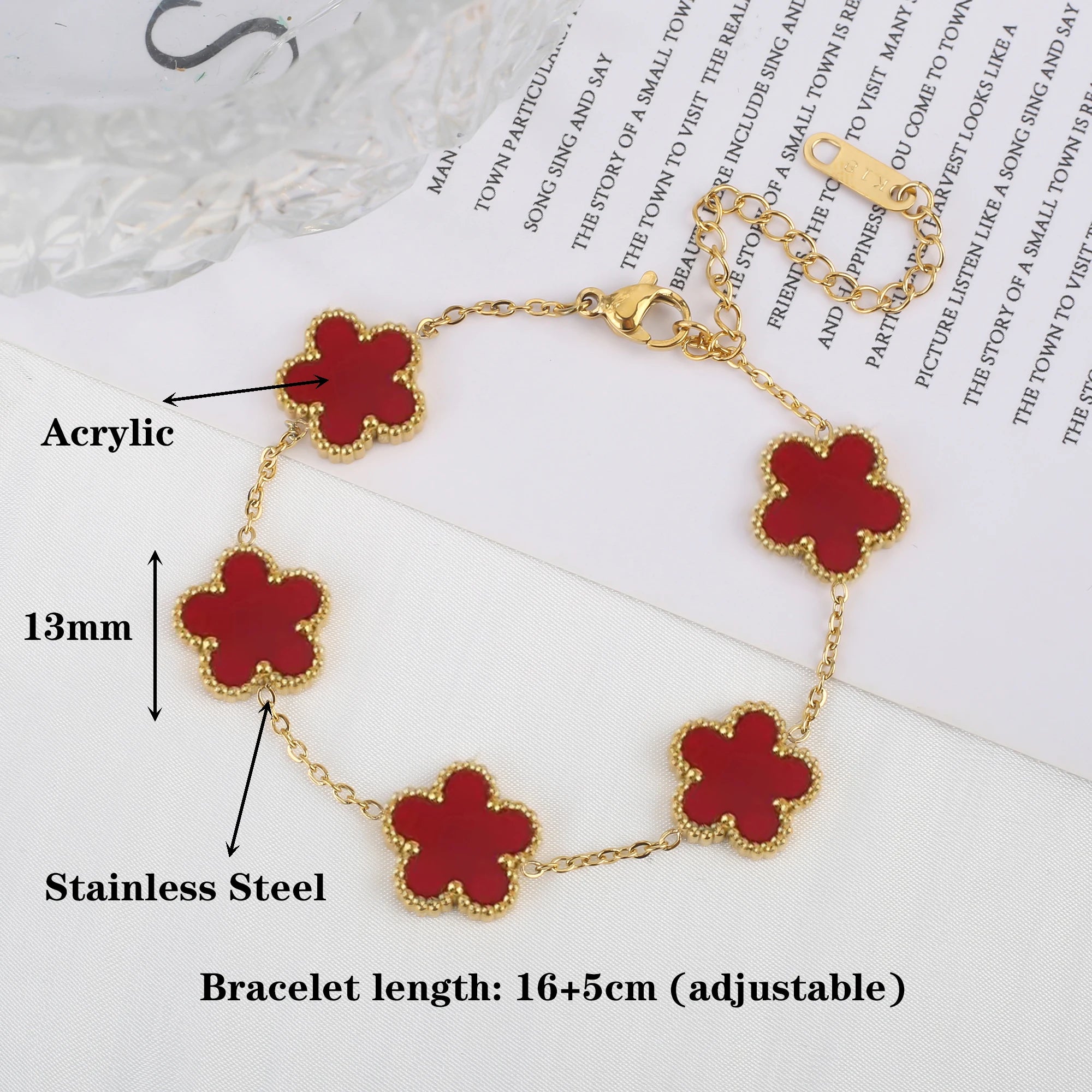 Gold Plated Hot Sale 316L Stainless Steel Plant Five Leaf Flower Bracelet Classic For Woman New Fashion Party Jewelry Clover