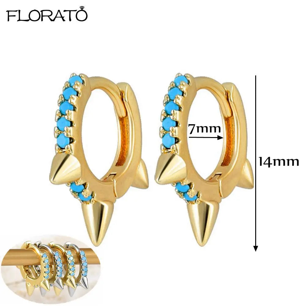 925 Sterling Silver Needle Punk Spike Rivet Hoop Earrings For Women Huggie Earrings Ear Cuff Piercing Earring Gothic Jewelry