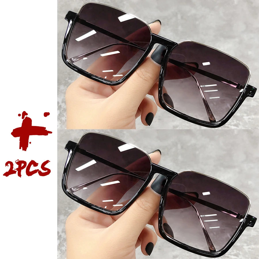 2025 Big Square Frame Travel Sunglasses - Luxury Gradient Unisex UV400