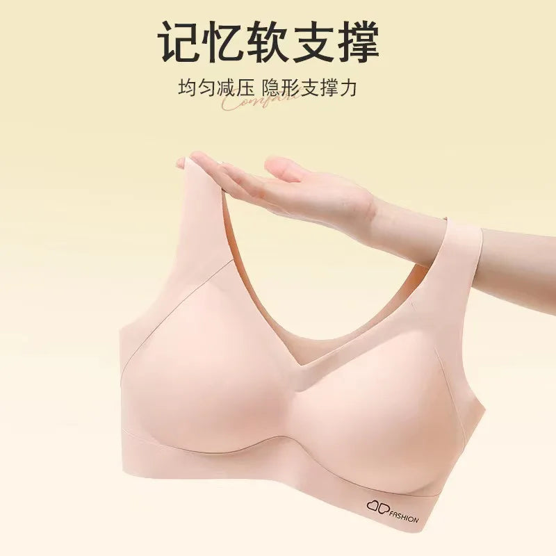 A /B / C Fixed Cup Seamless   Oversized Bra Thin Push Up  Women Underwear