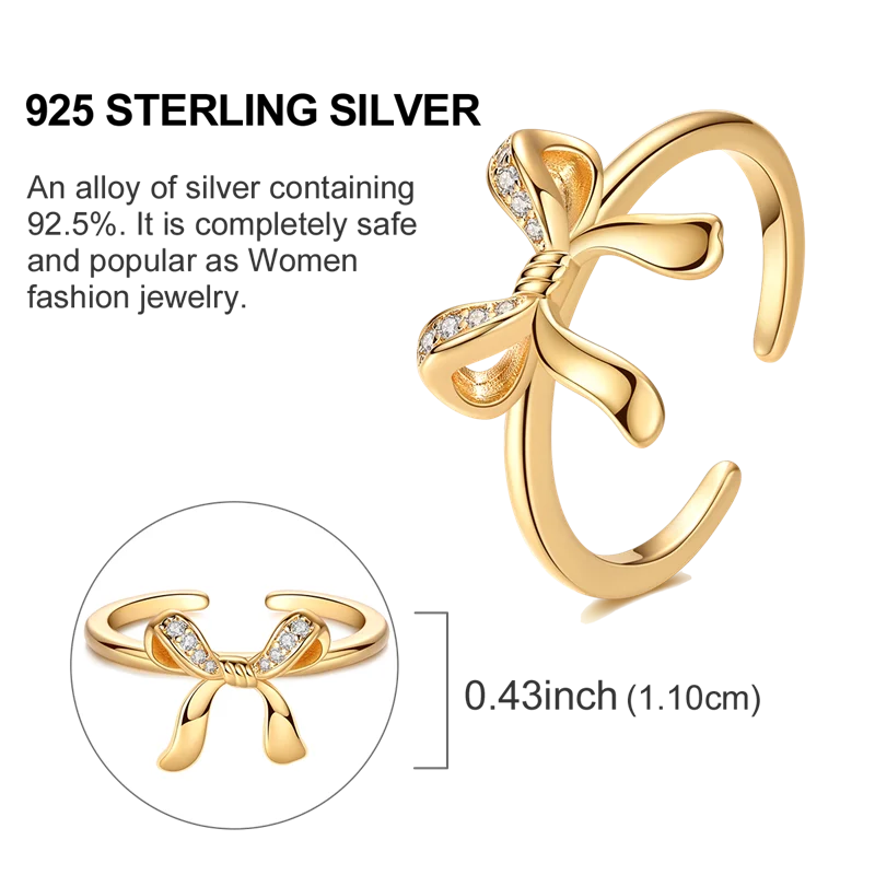 925 Sterling Silver Love Ring - Gold Sparkling Wedding Engagement