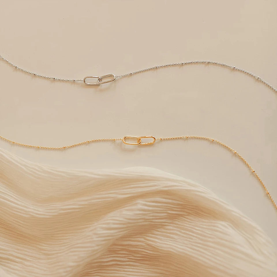 eManco Hot Fashion Stainless Steel Link Infinity Necklace Geometric Double Paperclip Pendant Women's Simple Jewelry Wholesale