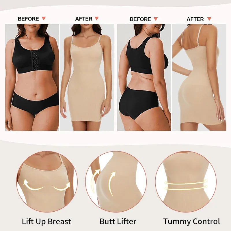 Women Shapewear Full Slip - Tummy Control Cami Mini Under Dress