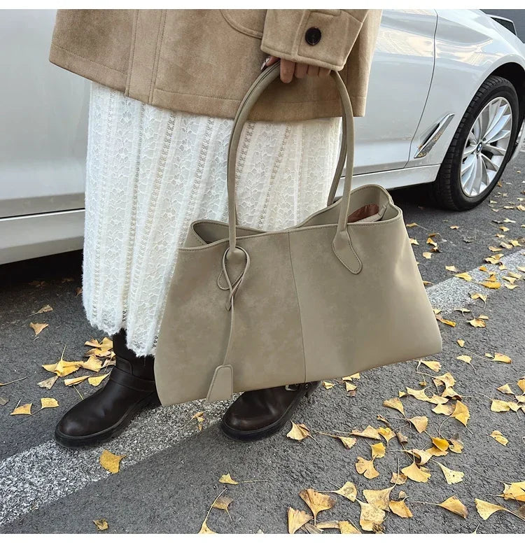 Faux Suede Solid Color High Quality Fashionable Versatile Handbag 2025 Women's Product Hot Selling  Large Capacity Shoulder Bag