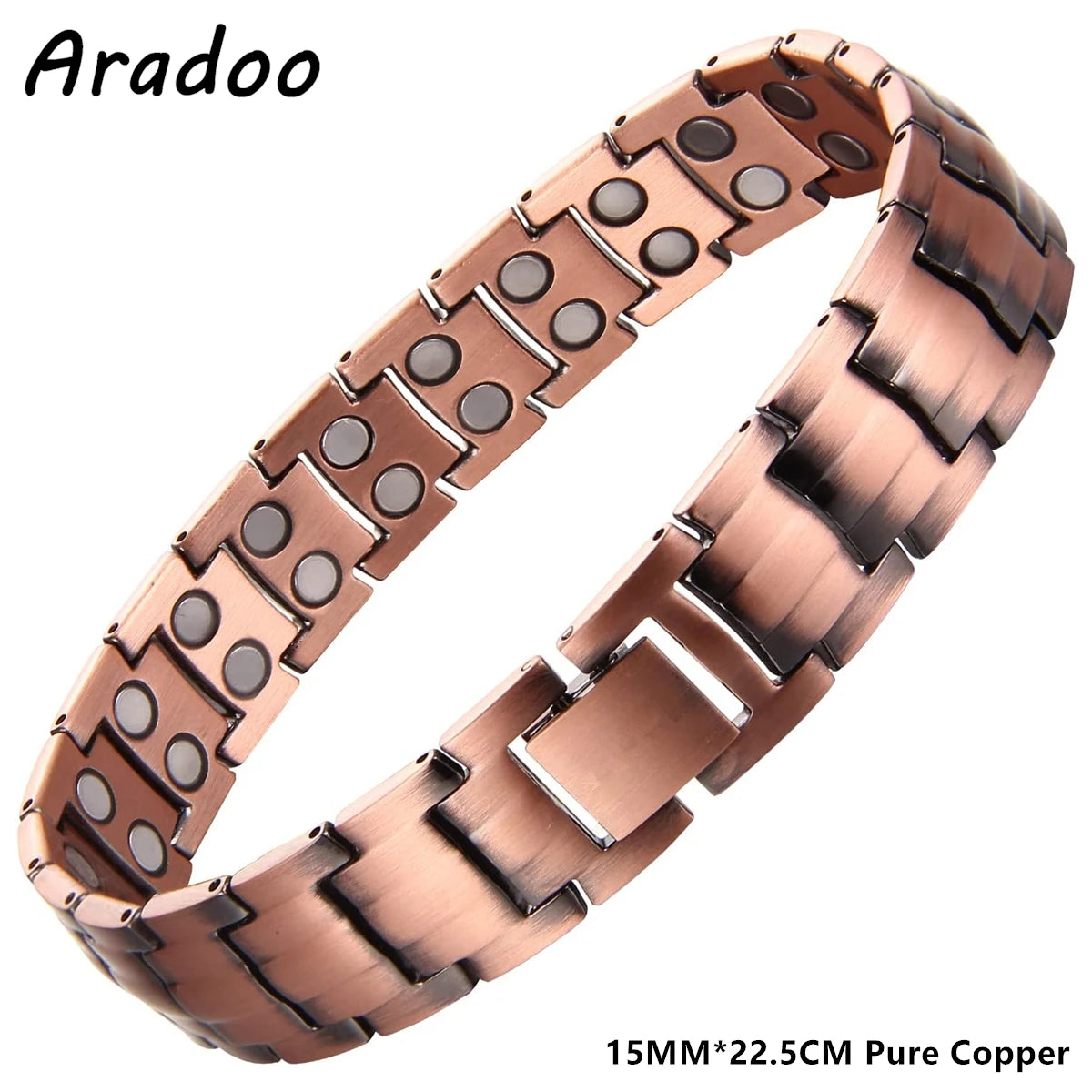 ARADOO Men's Pure Copper Bracelet 3500 Gauss 3X Strongth Magnetic Therapy Link Bracelets