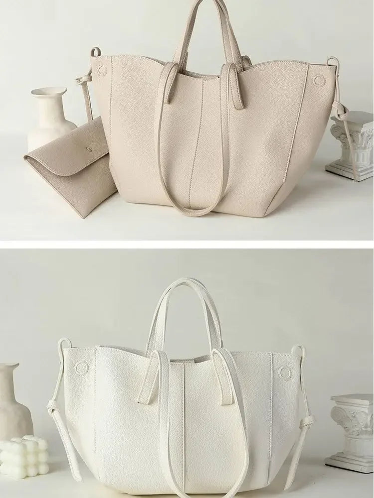 Fashionable Large Capacity Tote Bag Handbag Women's Single Shoulder Bag Brown New Arrival 2025 from France High Aesthetic Value