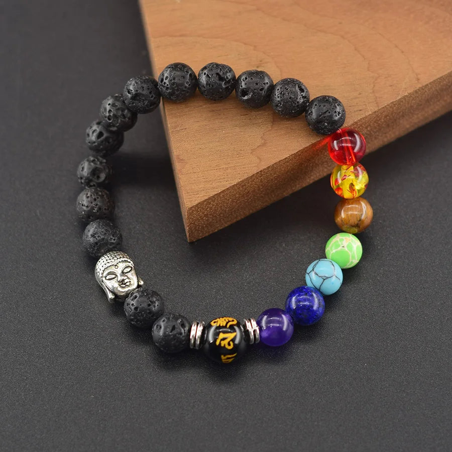 Buddha Feng Shui Bead Lucky Bracelet 7 Chakra Reiki Healing Stone Bracelet for Women Men Yoga Meditation Natural Stone Jewelry