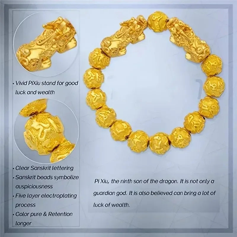 1pc Charm Bracelet 10mm Natural Bead Bracelets , Single Attract Wealth And Good Luck Wrist Chain
