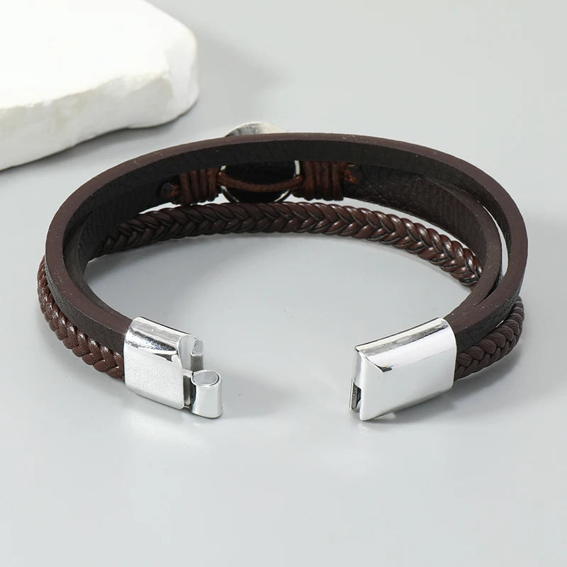 Hip-hop rock jewelry bracelets bangles fashion Life tree PU leather bracelet for men