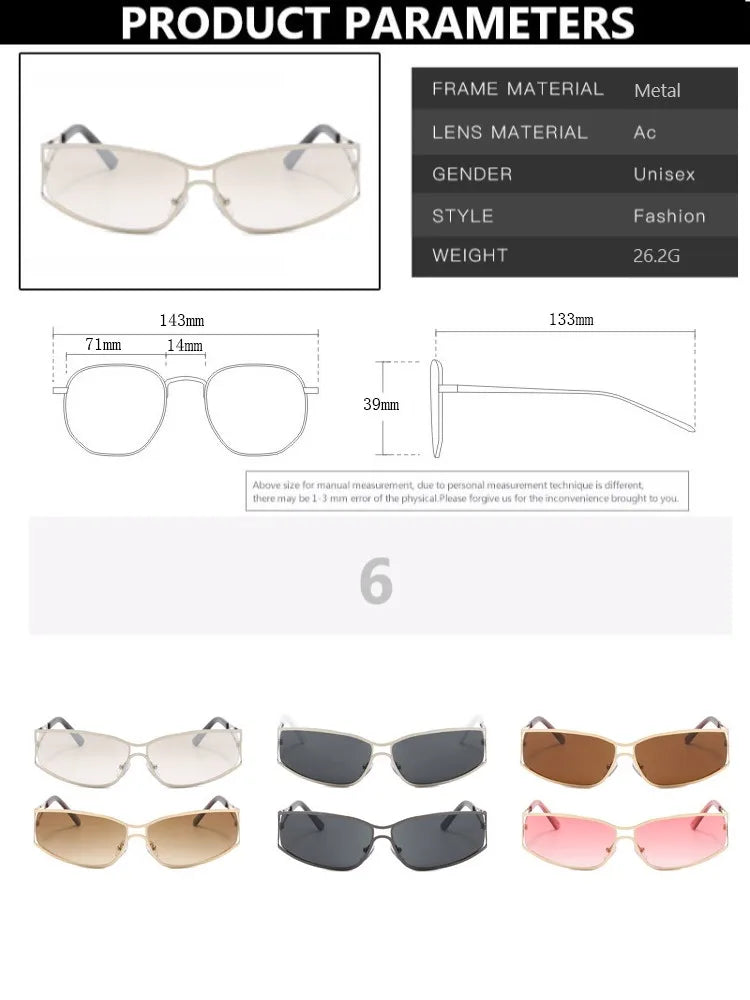 Y2K Oversized Steampunk Sunglasses - Designer Gradient Mirror Eyewear