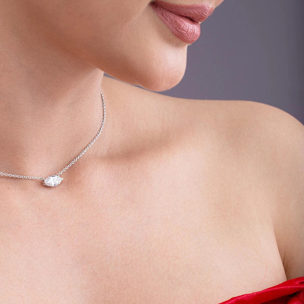 1/2carat Marquise Cut Solitaire Moissanite Diamond Pendant Necklace Gra Certified 925 Silver Plated 18k Gold Neckchain Woman