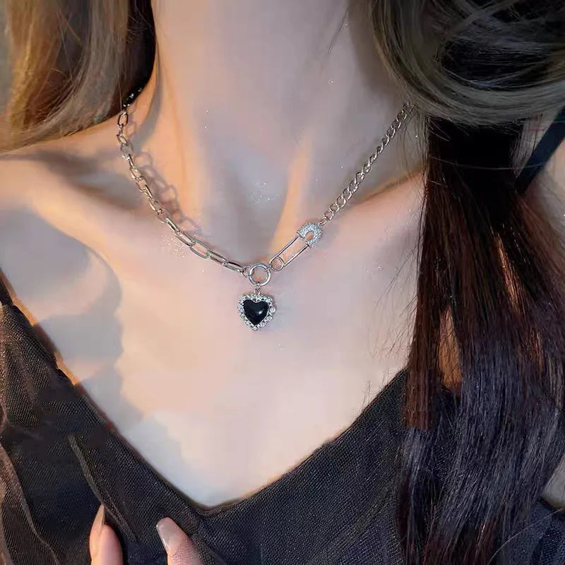 New luxury zircon necklace heart shaped tassel pearl necklace designer high end necklace birthday necklace