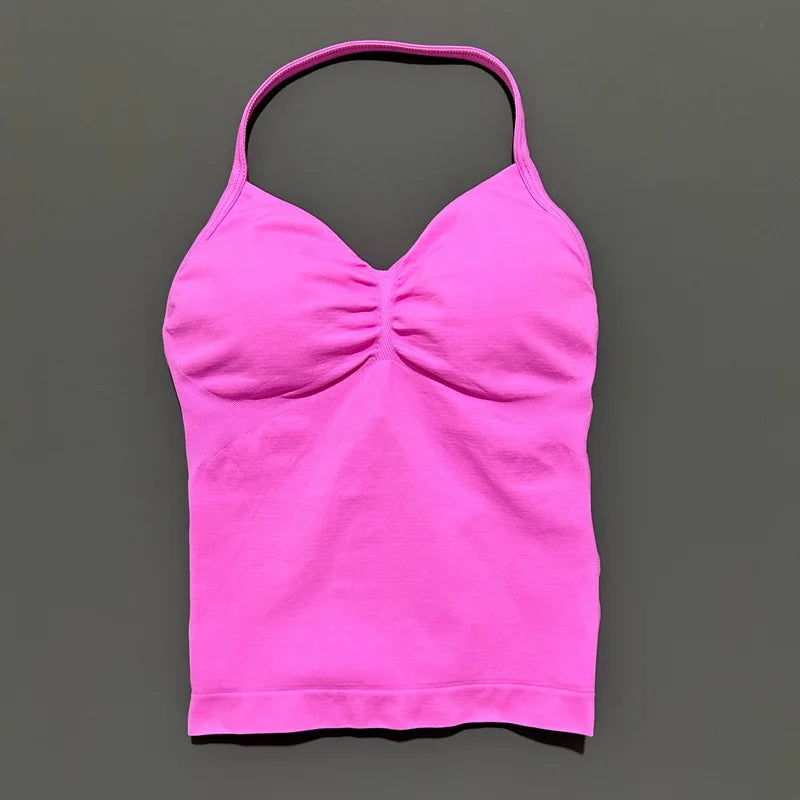 HISTELLO Impact Sports Bra - Longline Strappy Yoga Tank Top