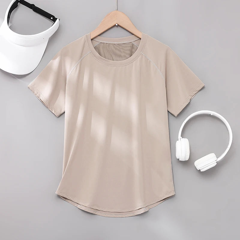 DRUR Yoga Tops - Quick Dry Short Sleeve Workout T-Shirt