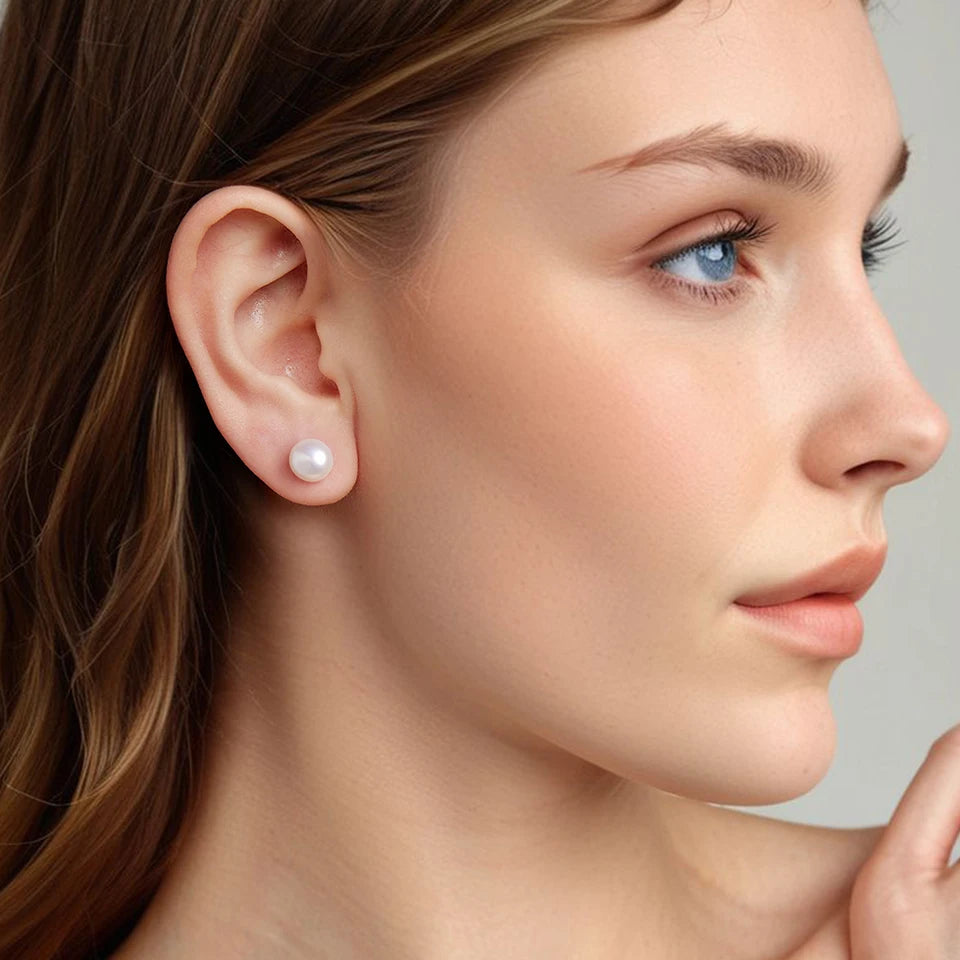 BAMOER 925 Sterling Silver AAA+ Quality Handpicked Freshwater Cultured Pearl Stud Earrings for Women Hypoallergenic Jewelry Gift