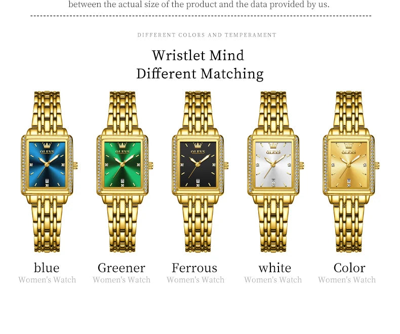 OLEVS Women's Watches Luxury Golden Stainless Steel Woman Watch Luminous Waterproof Quartz Wrist Watch Fashion Watches for Women