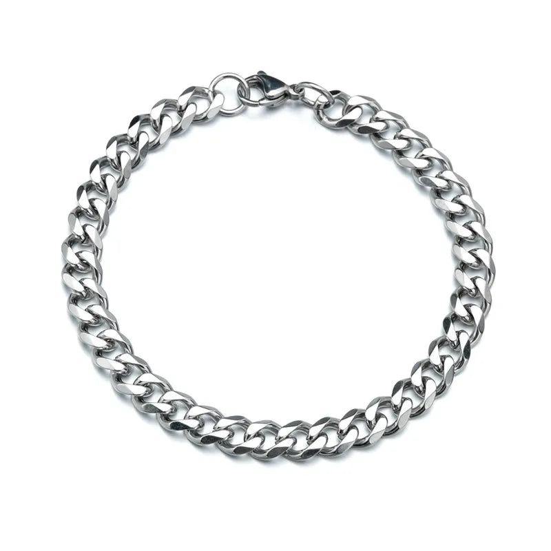 LETAPI Fashion Stainless Steel Curb Cuban Chain Bracelet for Men Women Hip Hop Couple Unisex Wrist Hand Jewelry Gift Party
