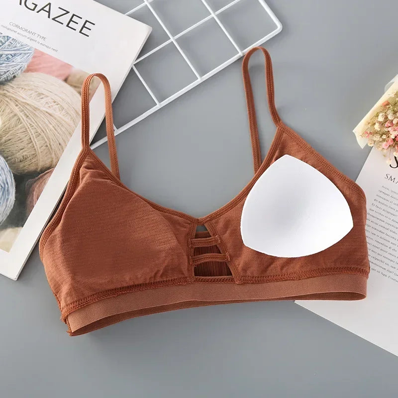Women Thin Strap Bra - Seamless Hollow Out Wireless Bralette