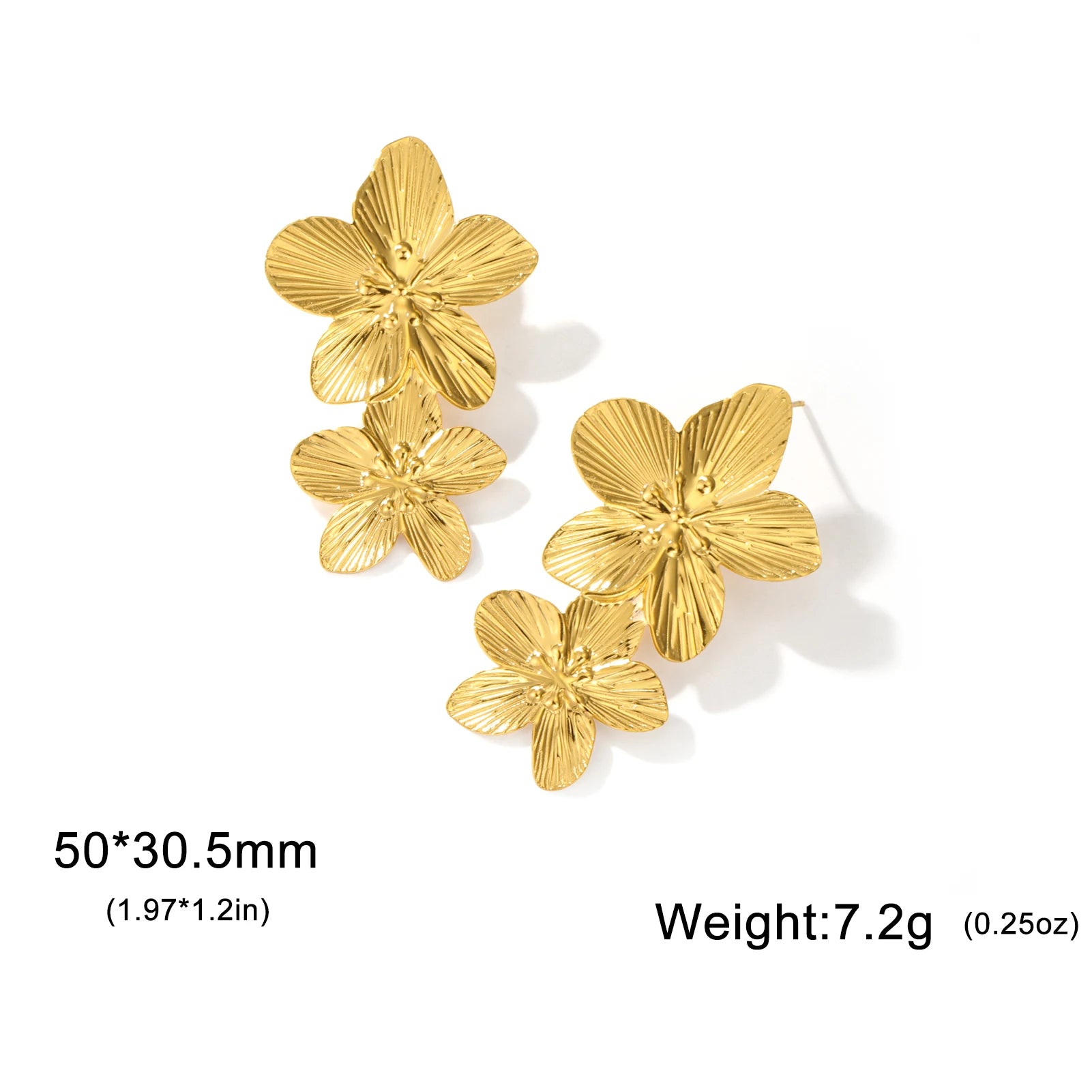 Unift Vintage Metal Flower Stud Earrings for Women Bohemian Gold Color Stainless Steel Earring Statement Stylish Simple Jewelry