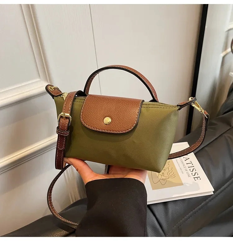Retro Fashion Nylon Dumpling Bag Women's Crossbody Handbag Soft Polyester Lining Zipper Closure Shoulder Bag Handbag