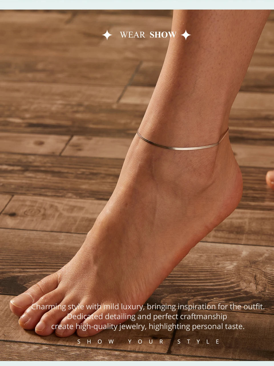 BISAER 925 Sterling Silver Round Beads Anklets,Waterproof Hypoallergenic Infinite Love Chain For Women Fine Jewelry Holiday Gift