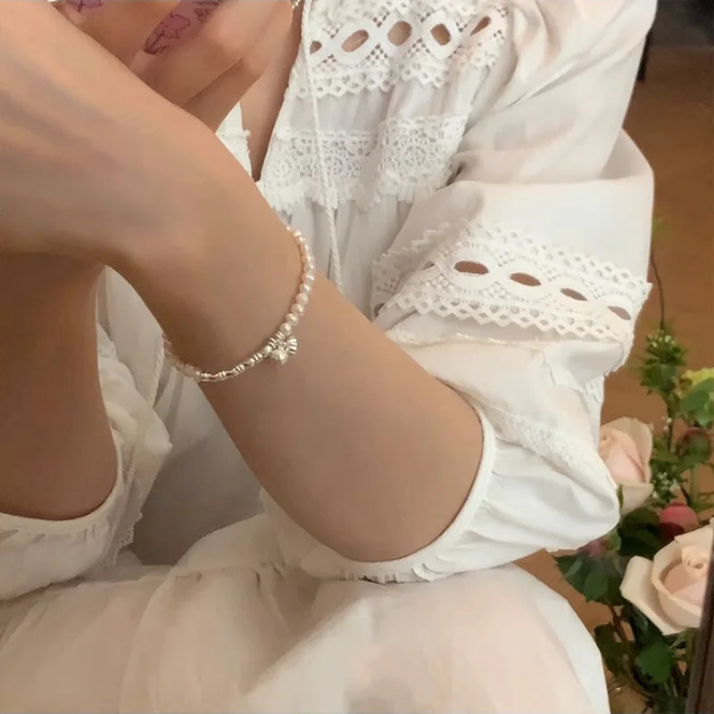 VENTFILLE 925 Sterling Silver Double Layer Pearl Bracelet for Women Girl Design Bead Korean Jewelry Dropshipping
