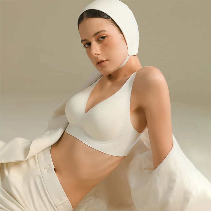 SUJIIN Sexy Push Up Bra - Seamless Wireless V Neck Bralette