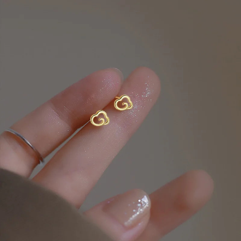silver-plate Gold Color Mini Small Butterfly Heart Stud Earring For Women Cartilage Helix Tragus Ear Piercing Jewelry Gift