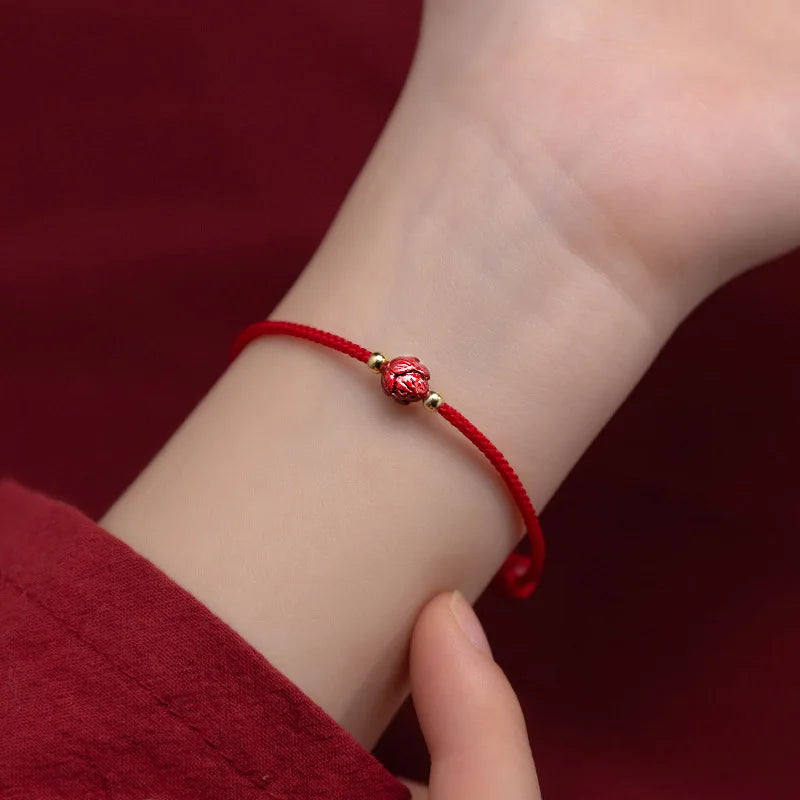 Lucky Red Thread Bracelet Men Women Tibetan Buddhist Lotus Infinity Cinnabar Beads Handmade Braided Rope Bracelets Party Jewelry