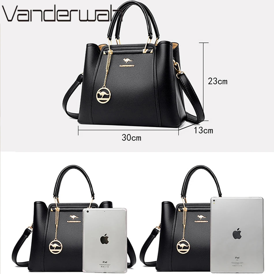2024 Luxury Designer Handbag - 3 Layer Crossbody Leather Tote