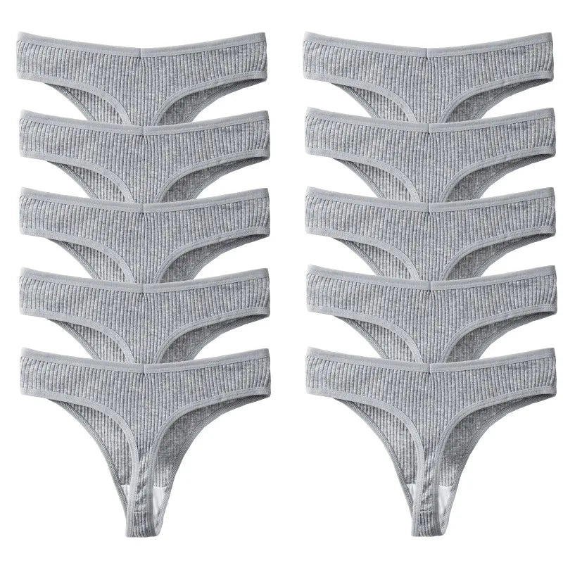TrowBridge 10PCS/Set Women's Panties Cotton Striped Underwear Sexy Sports Thongs Lingerie Soft Comfortable G-Strings Hot T-Backs