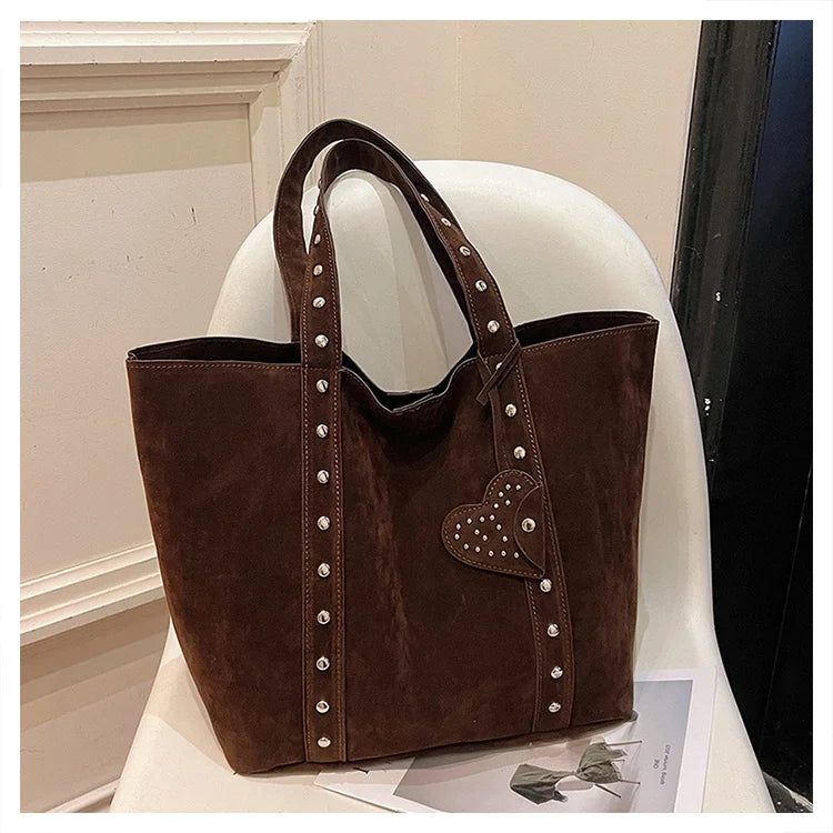 Fashion Suede Sewing Thread Shoulder Bags 2025 New Retro Versatile Commute Simplicity Solid Color Single Women's Handbag