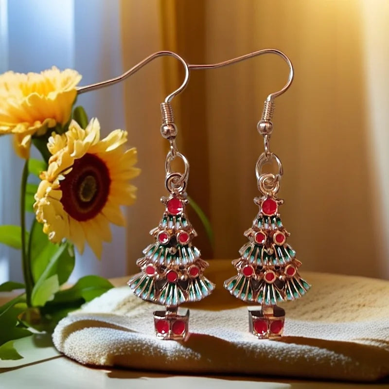 Fashionable Christmas Theme Earrings for Women - Happy Christmas Pendant Tree of Christmas Deer Father Design Mixed Style Jewelr