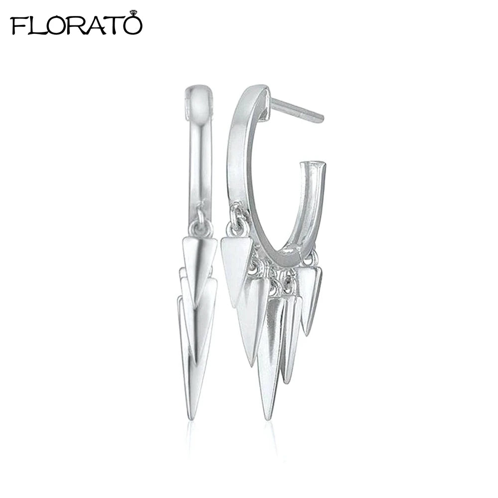 925 Sterling Silver Needle Punk Spike Rivet Hoop Earrings For Women Huggie Earrings Ear Cuff Piercing Earring Gothic Jewelry