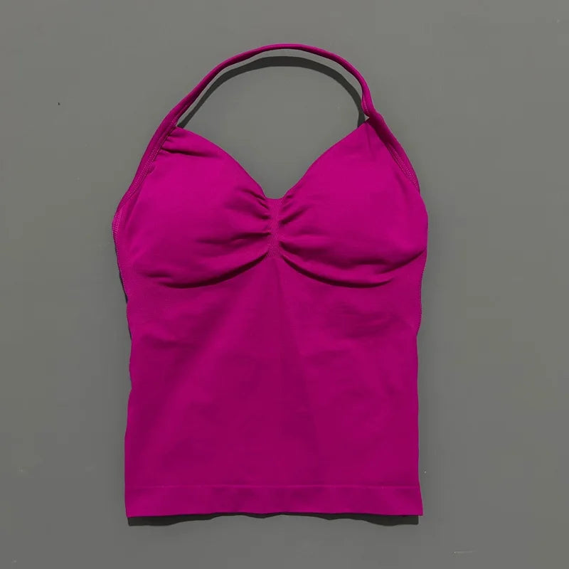 HISTELLO Impact Sports Bra - Longline Strappy Yoga Tank Top