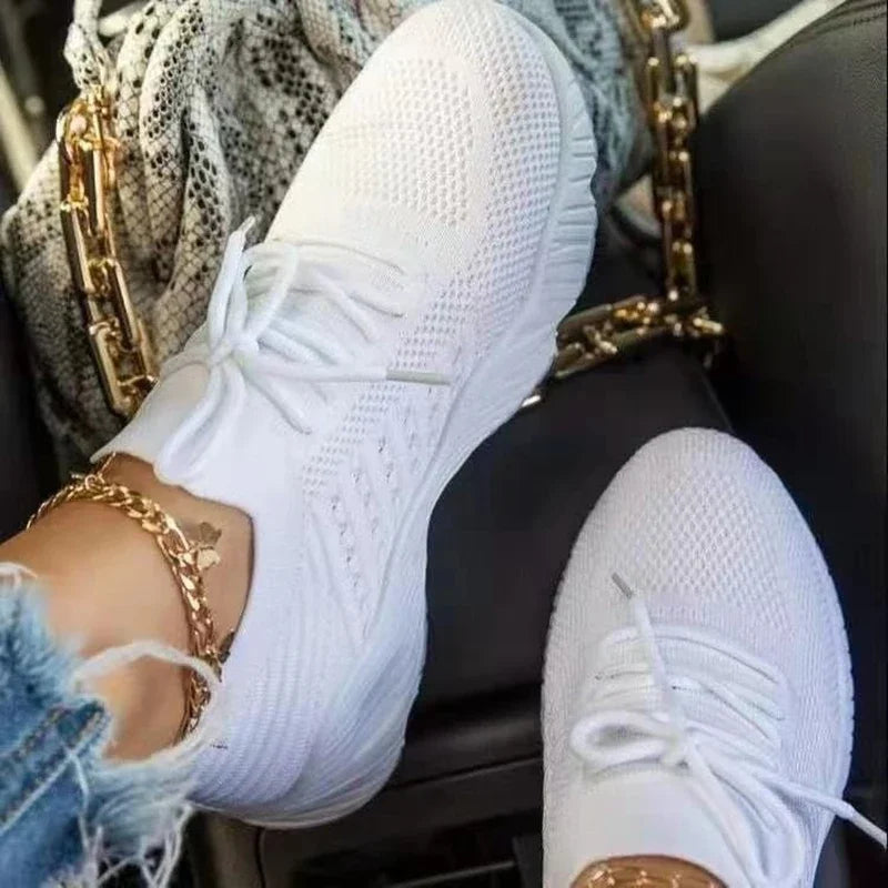 Women's Mesh Breathable Casual Sneakers - Plus Size Platform Vulcanized Shoes