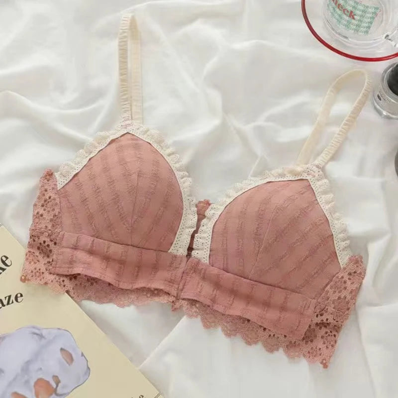 Japan Korean Front Closure Bra - Wire Free Lace Comfortable
