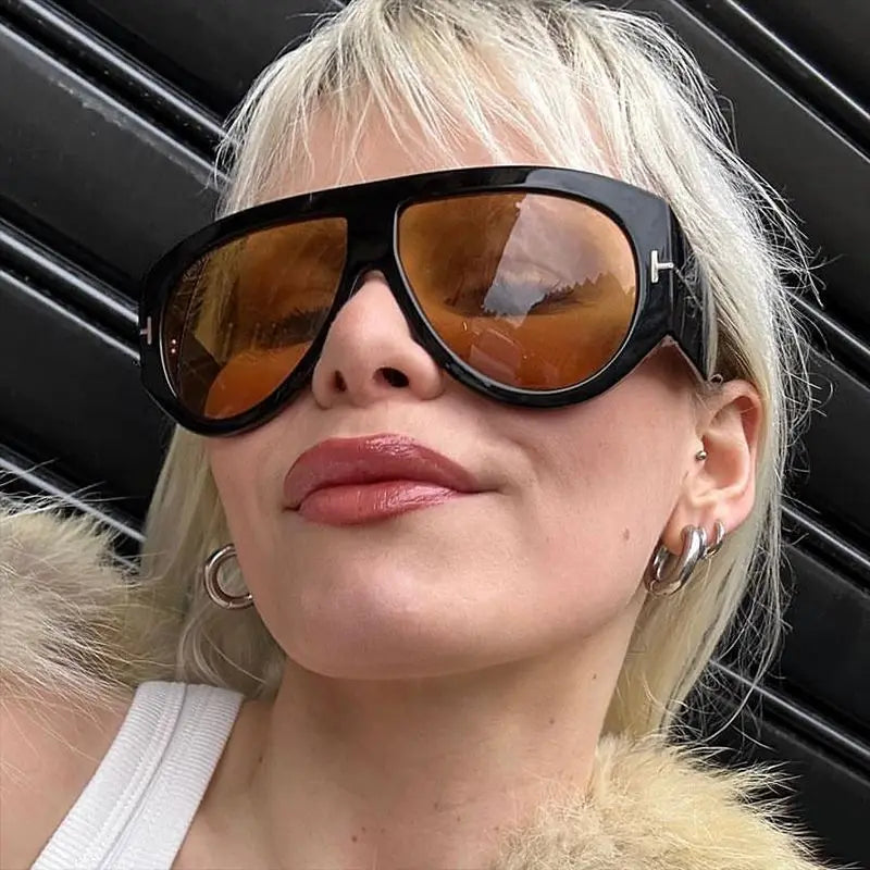 Vintage Oval Large Frame Sunglasses - Trendy Street Style UV400 Women