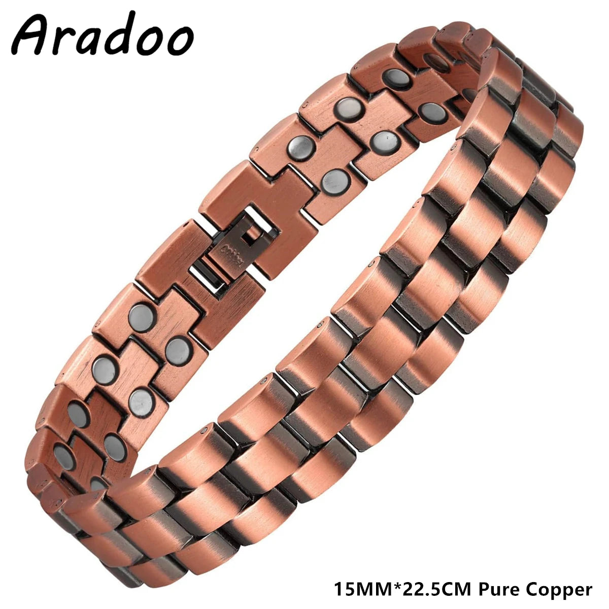 ARADOO Men's Pure Copper Bracelet 3500 Gauss 3X Strongth Magnetic Therapy Link Bracelets