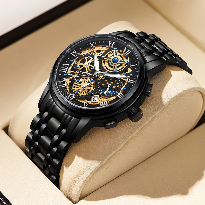 LIGE 2024 Gold Women Watch - Waterproof Sport Quartz Chronograph