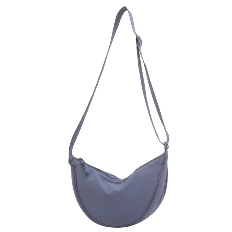 Women Half Moon Shape Crossbody Chest Bag Casual Nylon Shoulder Bag Female Large Capacity Tote Solid Lady Travel Shopper Handbag